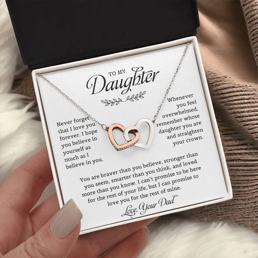 To My Daughter | Never Forget That I Love You - Interlocking Hearts necklace